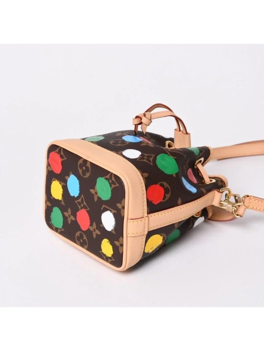 Louis Vuitton Yayoi Kusama Collaboration Shoulder Bag Monogram Nano Noe Brown